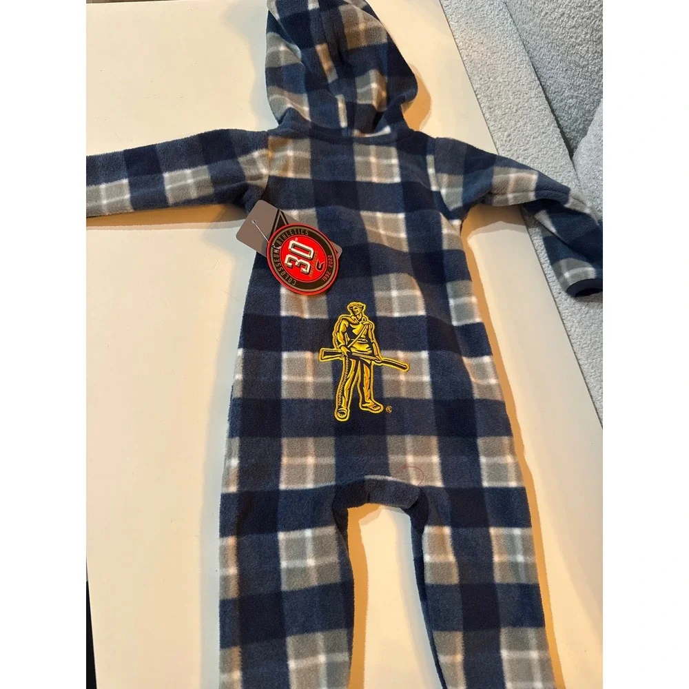 Infant Colosseum Navy West Virginia Mountaineers Full-Zip Plaid Hoodie LS Jumper